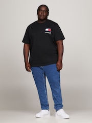 Tommy Jeans Blue Slim Essential Flag 100% Cotton T-Shirt - Image 1 of 9