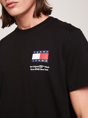 Tommy Jeans Blue Slim Essential Flag 100% Cotton T-Shirt - Image 3 of 9