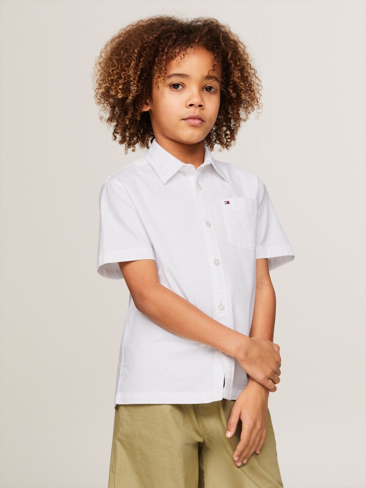 Tommy Hilfiger White Solid Oxford Shirt - Image 1 of 6