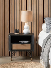 Pacific Black Fiji Acacia Wood and Rattan Bedside Unit - Image 1 of 6
