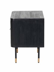 Pacific Black Fiji Acacia Wood and Rattan Bedside Unit - Image 3 of 6