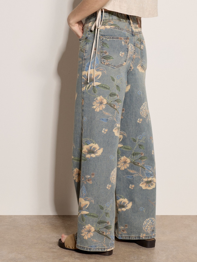 Apricot Blue Floral Print Ankle-Length Jeans - Image 2 of 5