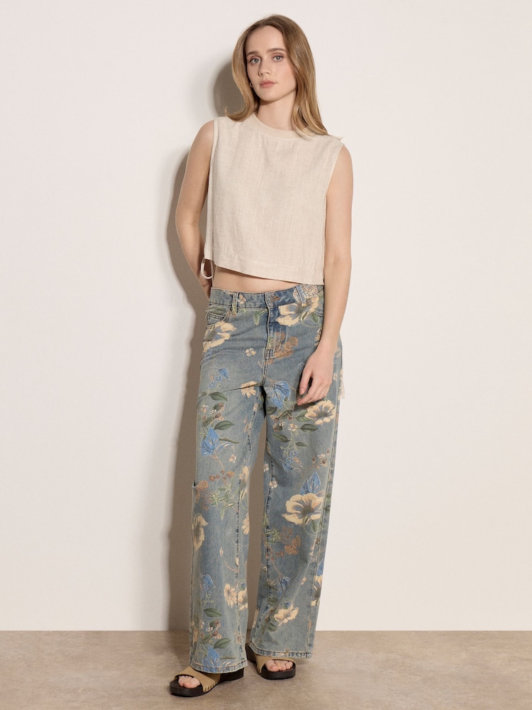 Apricot Blue Floral Print Ankle-Length Jeans - Image 5 of 5
