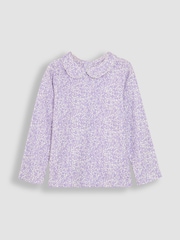 JoJo Maman Bébé Lilac Purple 2-Pack Ditsy Floral Peter Pan Tops - Image 2 of 4