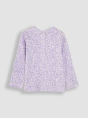 JoJo Maman Bébé Lilac Purple 2-Pack Ditsy Floral Peter Pan Tops - Image 3 of 4