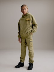 Khaki Green Utility style Hoodie & Joggers Set (3-16yrs) - Image 1 of 12