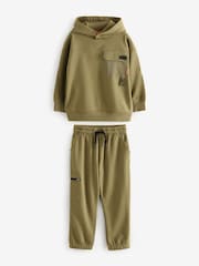 Khaki Green Utility style Hoodie & Joggers Set (3-16yrs) - Image 6 of 12