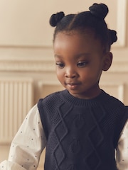 Navy Mock Layer 100% Cotton Jumper and Trousers Set (3mths-7yrs) - Image 2 of 9