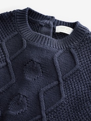 Navy Mock Layer 100% Cotton Jumper and Trousers Set (3mths-7yrs) - Image 7 of 9