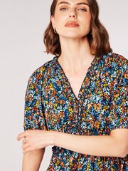 Apricot Blue Watercolour Floral Ruffle Mini Dress - Image 3 of 4