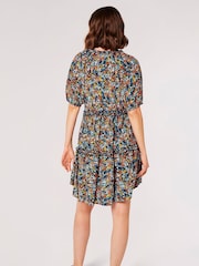 Apricot Blue Watercolour Floral Ruffle Mini Dress - Image 4 of 4