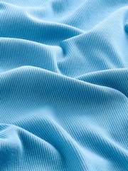 Blue Long Sleeve Ribbed Crew Neck Top - Image 2 of 2