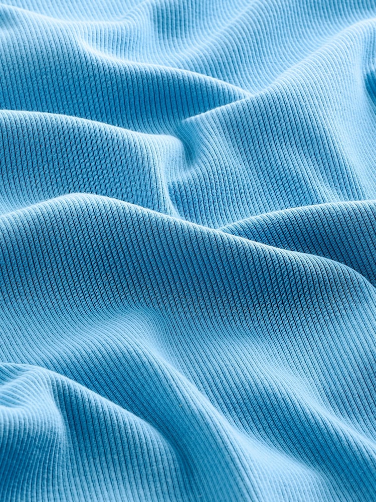 Blue Long Sleeve Ribbed Crew Neck Top - Image 2 of 2