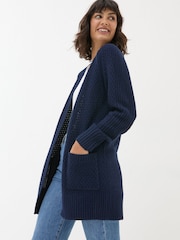 FatFace Navy Hannah Textured Knitted Cardigan - Image 1 of 5