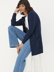 FatFace Navy Hannah Textured Knitted Cardigan - Image 3 of 5