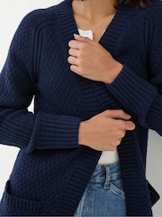 FatFace Navy Hannah Textured Knitted Cardigan - Image 4 of 5