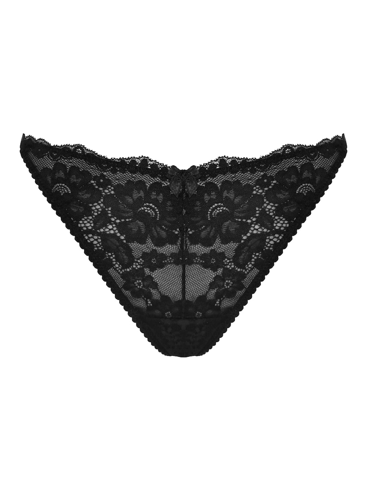 Zwart - Pour Moi Fleur Cheeky V-Shaped Briefs - Image 3 of 4