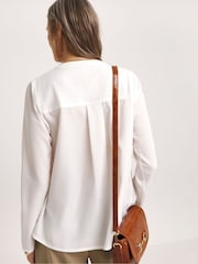 JD Williams White Crepe Wrap Drape Blouse - Image 3 of 4