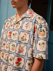 Blue EDIT Short Sleeve Floral Printed Shirt - Image 4 of 8