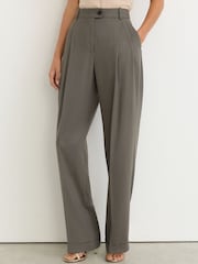 Reiss Sage Green Leisel Wool-Blend Wide-Leg Pleated Suit Trousers - Image 4 of 9