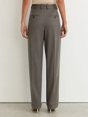 Reiss Sage Green Leisel Wool-Blend Wide-Leg Pleated Suit Trousers - Image 6 of 9