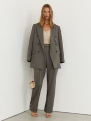 Reiss Sage Green Leisel Wool-Blend Wide-Leg Pleated Suit Trousers - Image 7 of 9