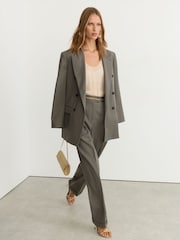 Reiss Sage Green Leisel Wool-Blend Wide-Leg Pleated Suit Trousers - Image 8 of 9
