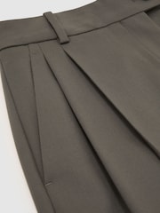 Reiss Sage Green Leisel Wool-Blend Wide-Leg Pleated Suit Trousers - Image 9 of 9