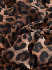 Brown Leopard Print Tie Bow Long Sleeve Mini Dress - Image 7 of 7