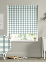 Sophie Allport Teal Blue Gingham Made to Measure Roller Blinds - Image 1 of 6
