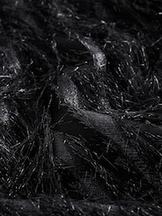 Black Sparkle Fringe Long Sleeve Tie Back Blouse - Image 7 of 7