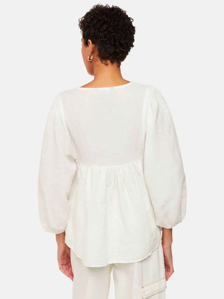 Whistles White Linen Blend Gloria Blouse - Image 2 of 5