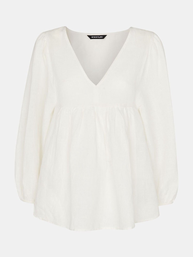 Whistles White Linen Blend Gloria Blouse - Image 5 of 5