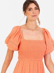 Shirring Front Tiered Midaxi Dress With Trim Detail - Image 4 of 5