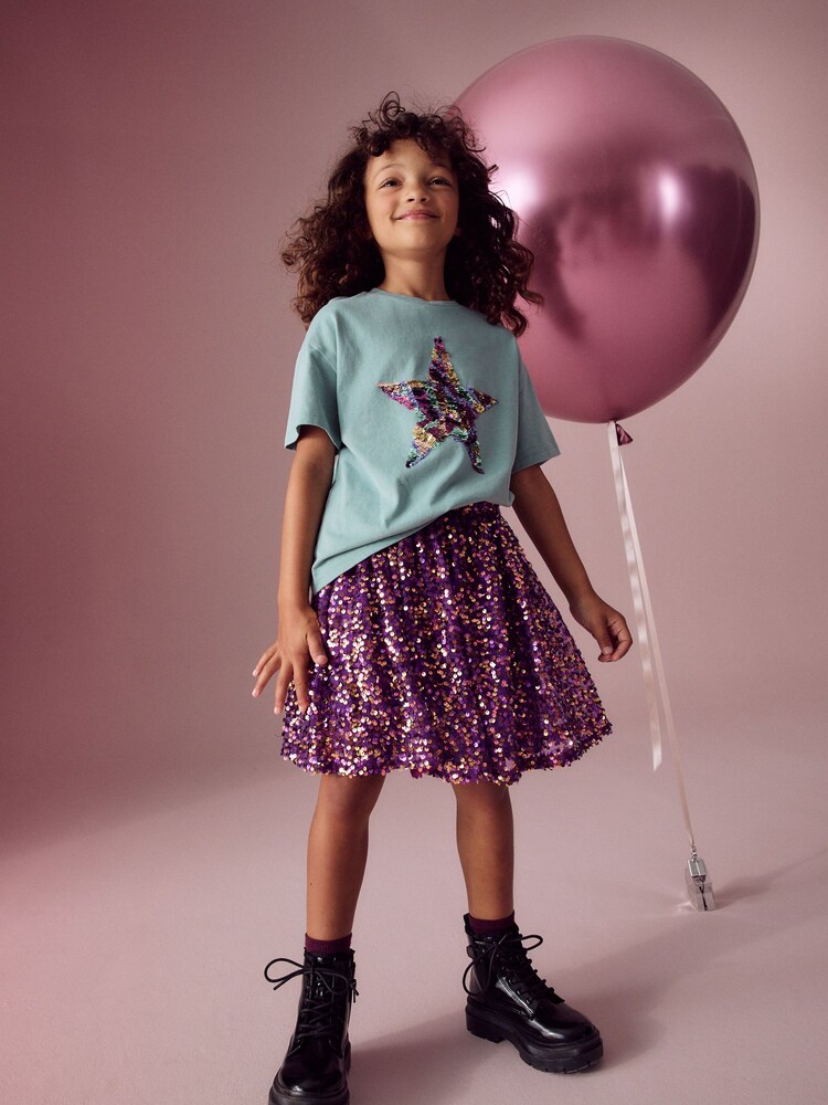 Buy Purple Sequin Pull On Skirt (3-16yrs) from the Next UK online shop
