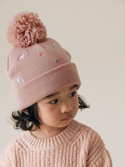 rožnata Unicorn - Vezenina Pom čepica klobuki in kape; pokrivala (3mths-6yrs) - Slika 1 iz 4