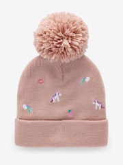 rožnata Unicorn - Vezenina Pom čepica klobuki in kape; pokrivala (3mths-6yrs) - Slika 3 iz 4