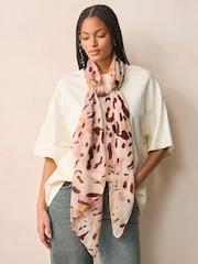 Ecru Abstract Animal Lightweight Scarf - Image 1 of 6