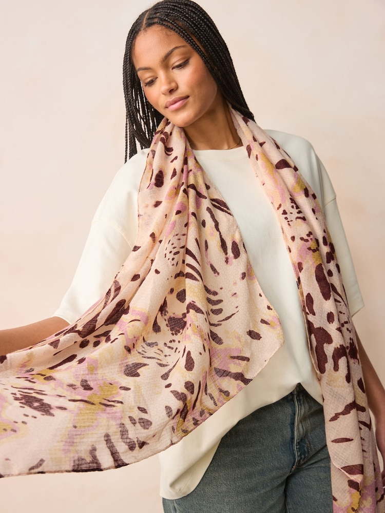 Ecru Abstract Animal Lightweight Scarf - Image 2 of 6