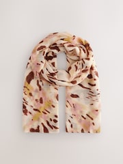 Ecru Abstract Animal Lightweight Scarf - Image 4 of 6