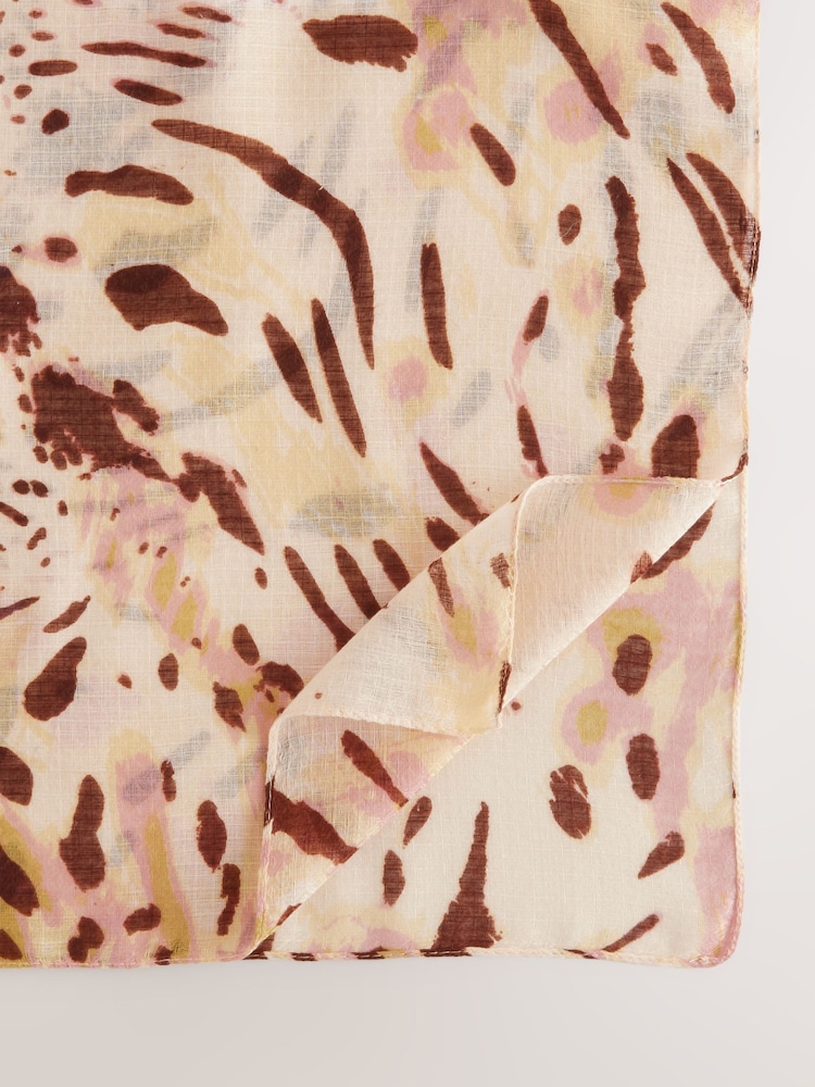 Ecru Abstract Animal Lightweight Scarf - Image 6 of 6