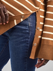 JoJo Maman Bébé Toffee Brown & Cream Stripe Collared Maternity & Nursing Jumper - Image 4 of 4