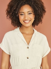 Yumi Natural Viscose Button Up Jumpsuit - Image 3 of 5