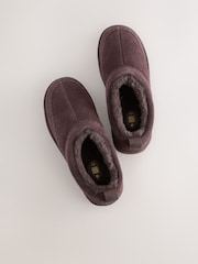 بني - حذاء جلد سهل اللبس مبطن بفرو صناعي مريح ودافئ من ®Forever Comfort - صورة 9 من 9