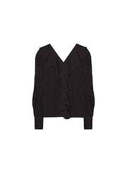 Ro&Zo Black 100% Cotton Embroidered Mesh Sleeve Blouse - Image 5 of 5
