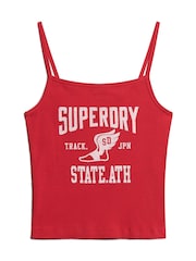 Superdry Red Athletic College Graphic Rib Cami Top - Image 4 of 6