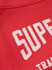 Superdry Red Athletic College Graphic Rib Cami Top - Image 6 of 6