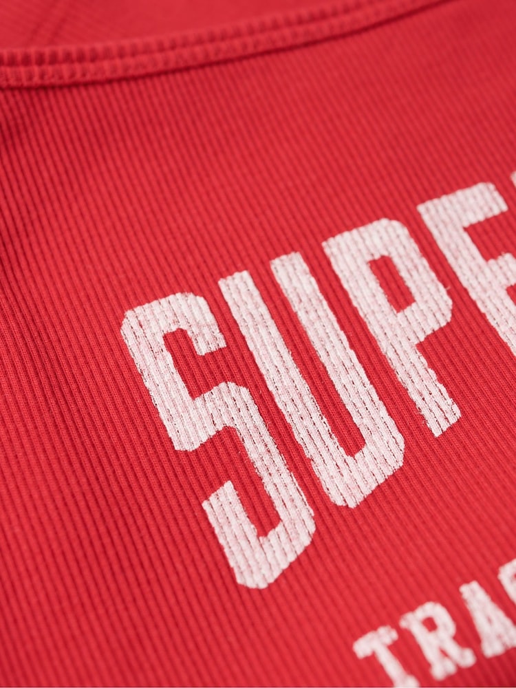 Superdry Red Athletic College Graphic Rib Cami Top - Image 6 of 6