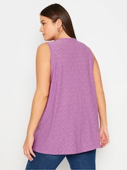 Yours Curve Purple Broderie Pleated Swing Vest - Image 3 of 5