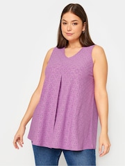 Yours Curve Purple Broderie Pleated Swing Vest - Image 4 of 5